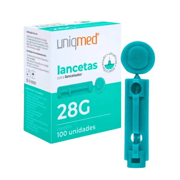 LANCETA SIMPLES P/ LANCETADOR 28G C/100 - UNIQMED